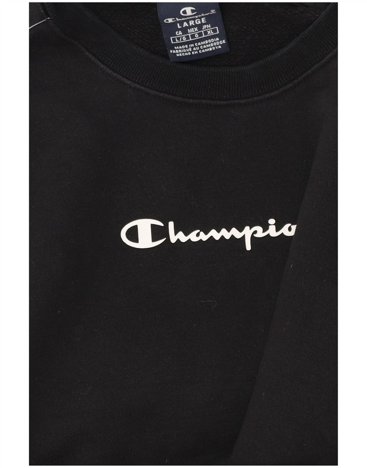 Męska bluza z grafiką CHAMPION, duża, czarna, bawełniana w bloki kolorów
