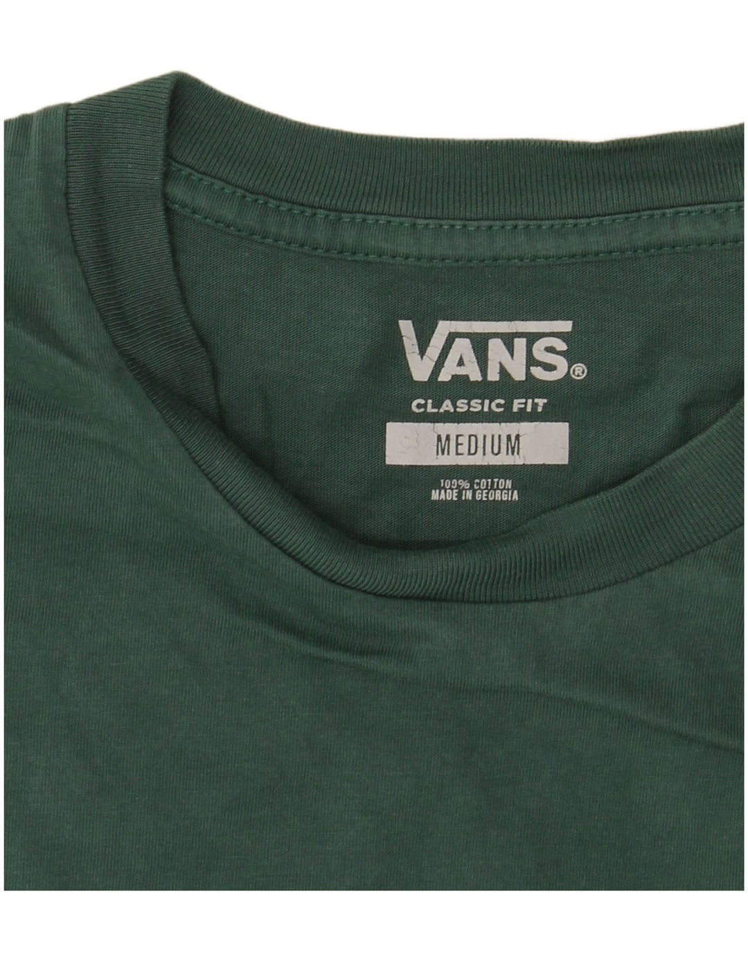 Męski T-shirt VANS o klasycznym kroju, średnio zielony, bawełniany