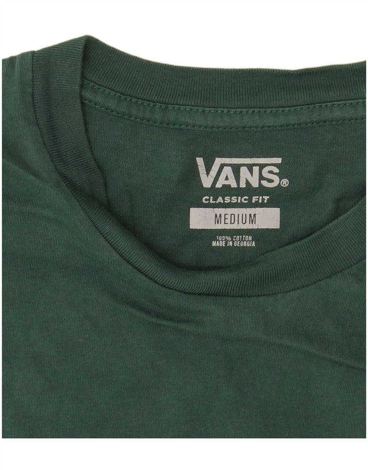 Męski T-shirt VANS o klasycznym kroju, średnio zielony, bawełniany