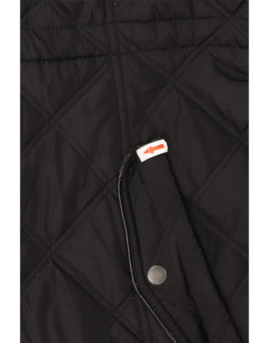 Damski pikowany płaszcz z kapturem DKNY UK 18 XL, czarny poliester