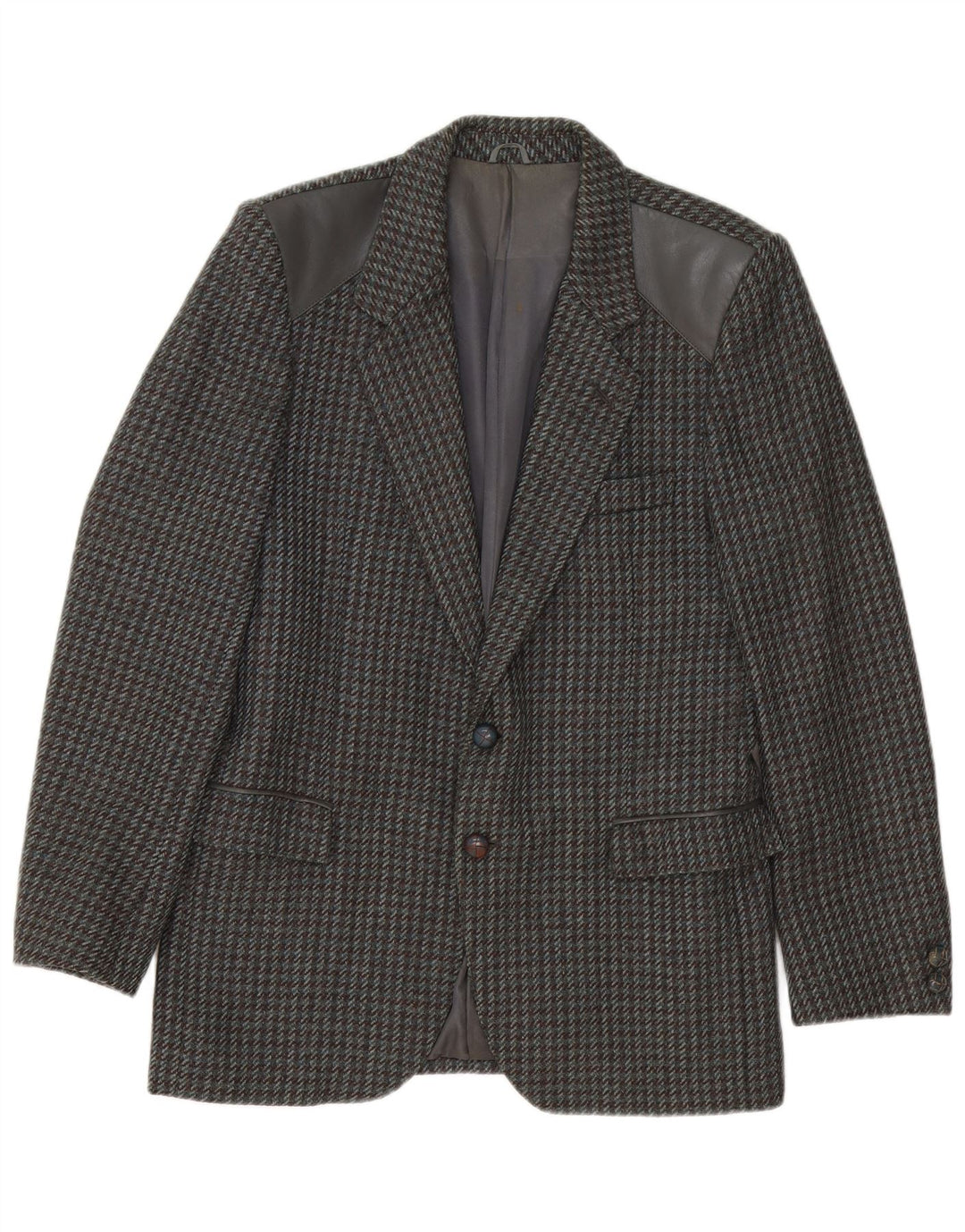 Vintage męska marynarka zapinana na 2 guziki IT 46 Small Grey Houndstooth