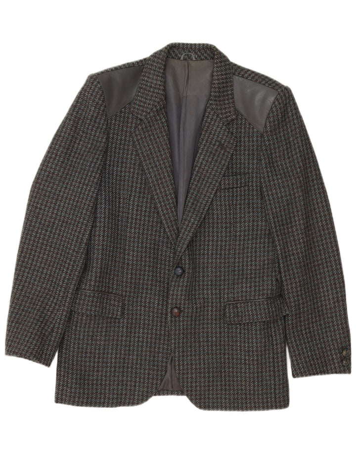 Vintage męska marynarka zapinana na 2 guziki IT 46 Small Grey Houndstooth