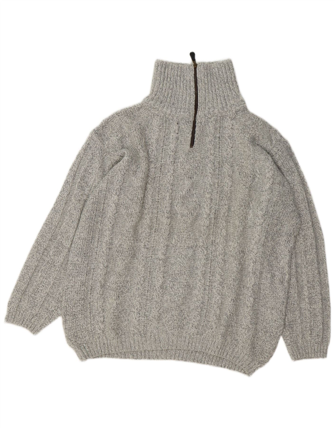 Męski sweter zapinany na zamek w stylu VINTAGE XL, szara wełna