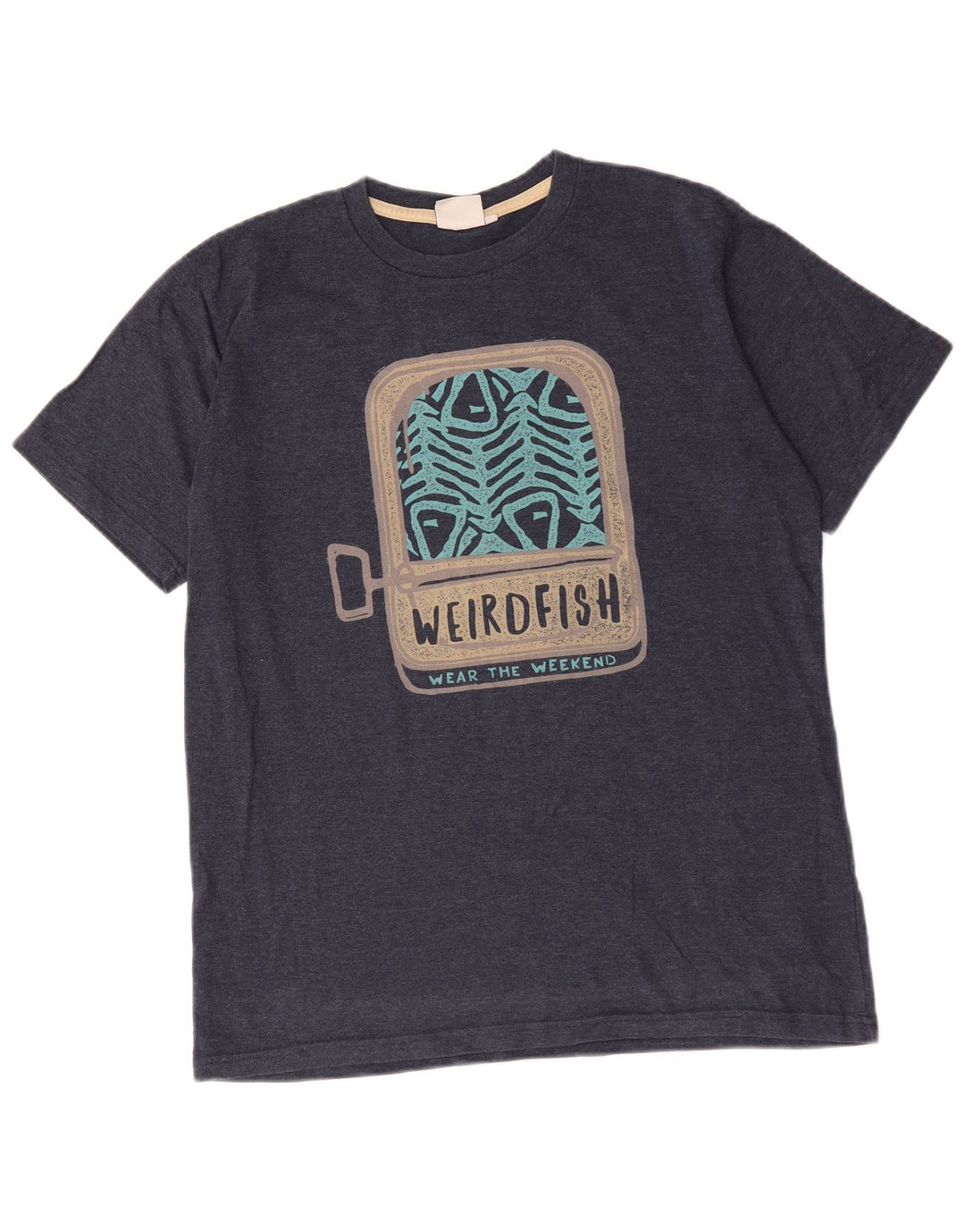 Męska koszulka z grafiką Weird Fish, średnia, granatowa bawełna