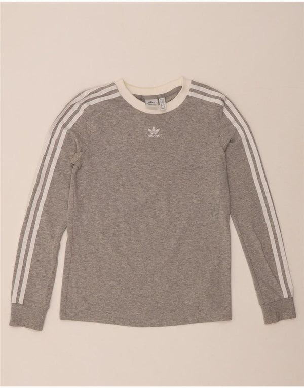 Damski top ADIDAS z długim rękawem, UK 6 XS, szara bawełniana nakrapiana