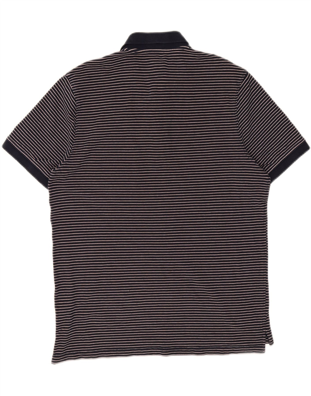 J. CREW Mens Polo Shirt Large Navy Blue Striped Cotton Vintage J. Crew and Second-Hand J. Crew from Messina Hembry 