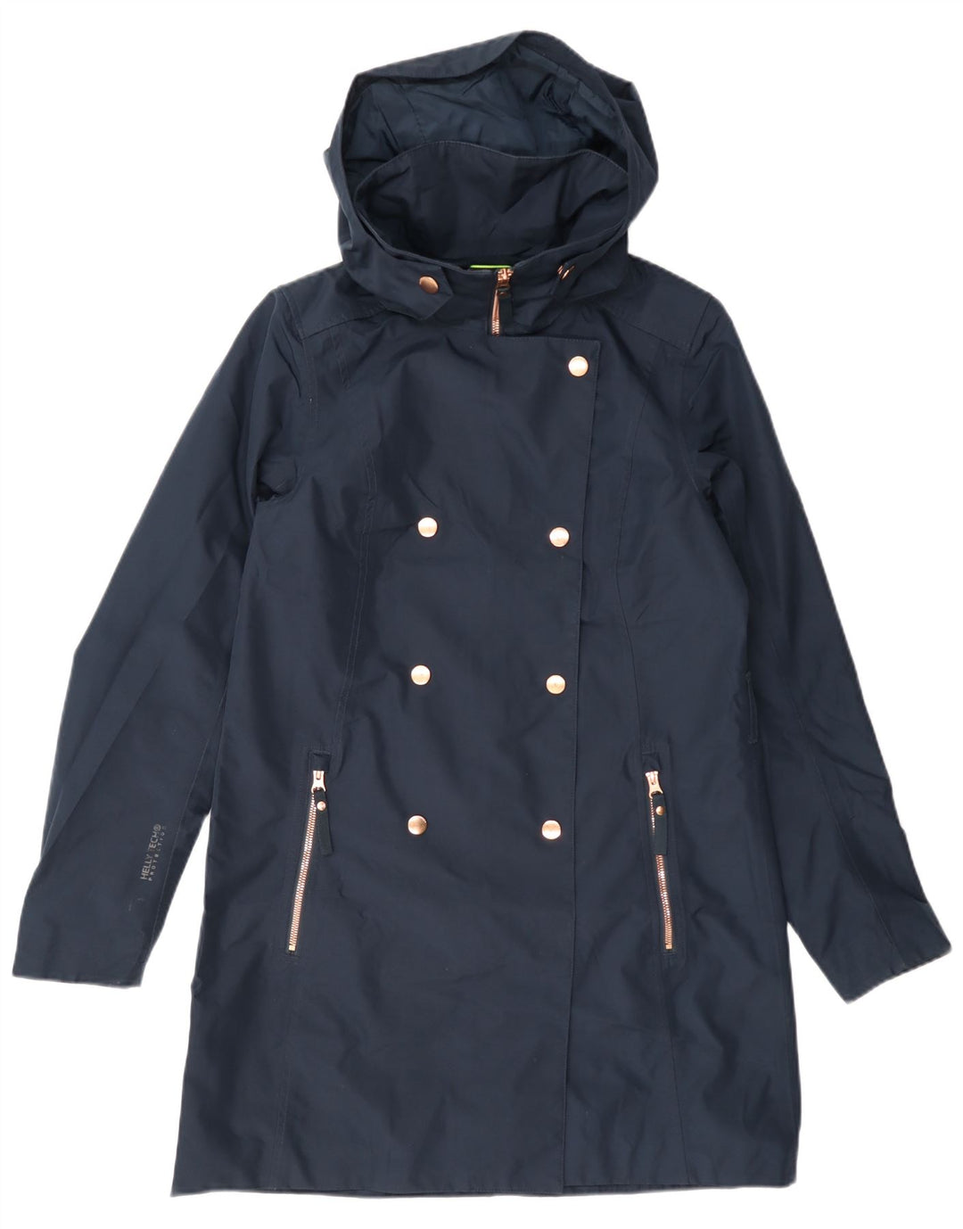 Damski płaszcz przeciwdeszczowy Helly Hansen z podwójnymi piersiami, UK 10, mały, granatowy