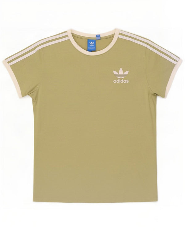 Damska koszulka Adidas Top UK 8, mała bawełniana khaki z blokami kolorów