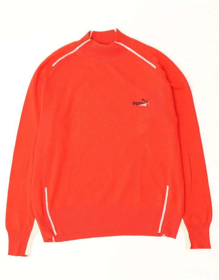 Męski sweter Puma z golfem, duży, czerwony, z blokami kolorów