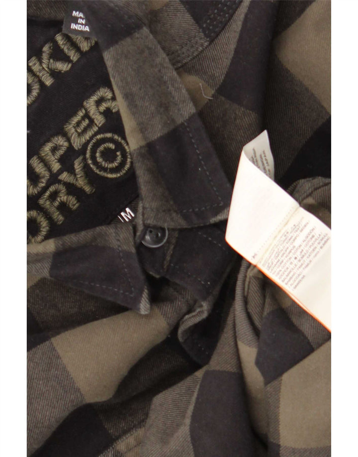 Męska koszula flanelowa Superdry Lumberjack, średnia, bawełniana kratka khaki