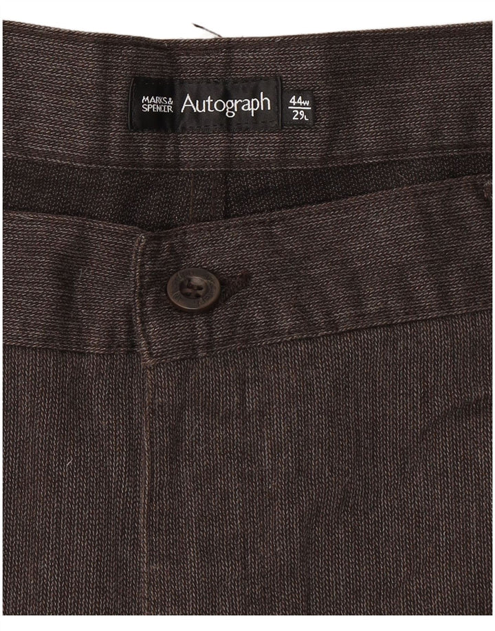 Męskie spodnie codzienne Marks & Spencer Autograph W44 L29 Brązowe w jodełkę