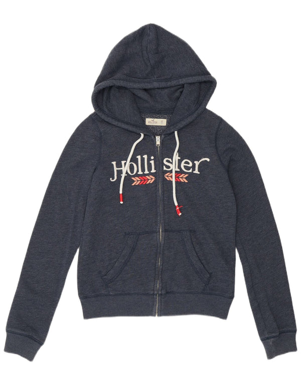 Damski sweter z kapturem i zamkiem błyskawicznym Hollister UK 6 XS, granatowy, bawełniany