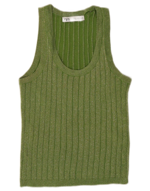 Damska kamizelka Zara Top UK 10 Small Green Flecked Wiskoza
