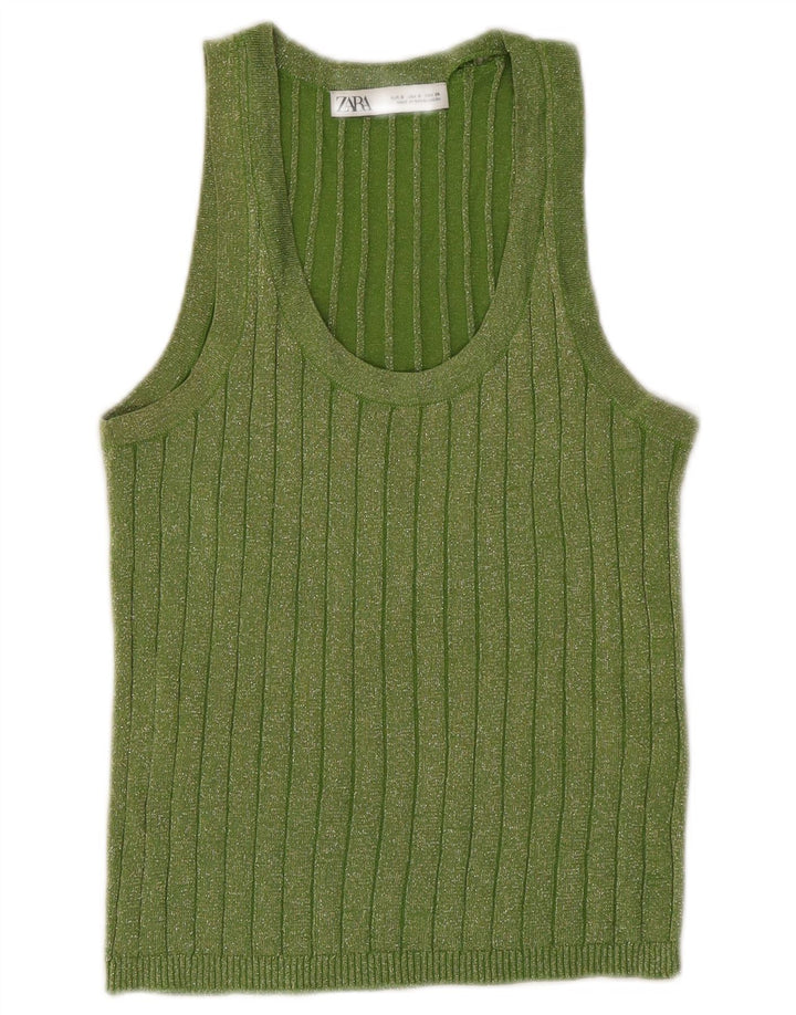 Damska kamizelka Zara Top UK 10 Small Green Flecked Wiskoza