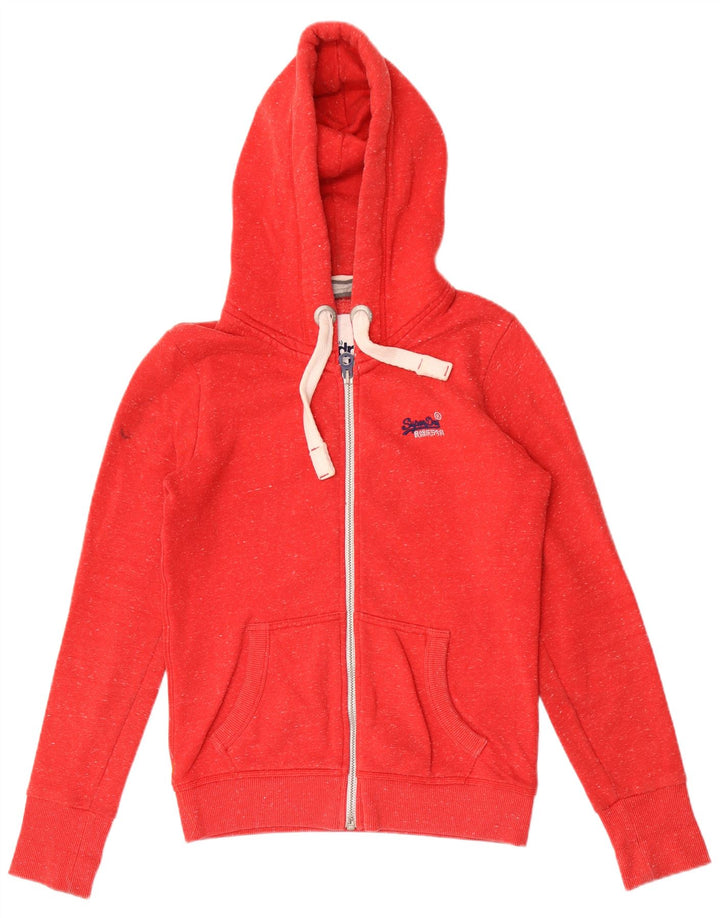 SUPERDRY Męski sweter z kapturem i zamkiem, mały, czerwony, nakrapiany poliester