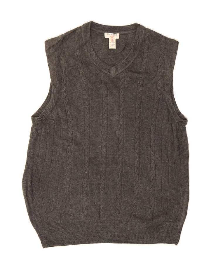 DOCKERS Mens Vest Tank Top Large Grey Acrylic Vintage Dockers and Second-Hand Dockers from Messina Hembry 