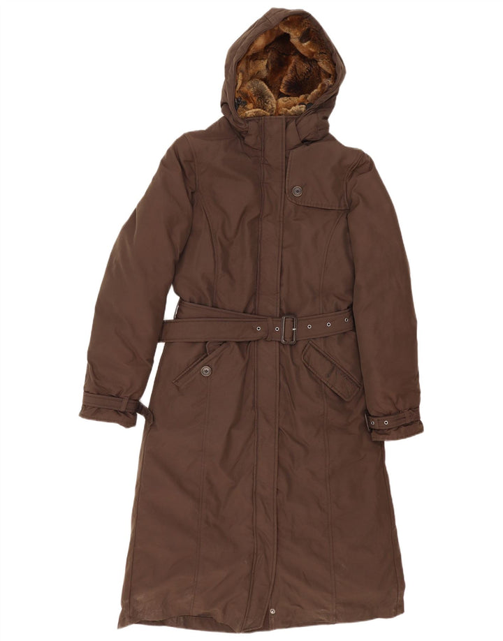 Damski ocieplany płaszcz z kapturem Woolrich UK 10 Small Brown Cotton