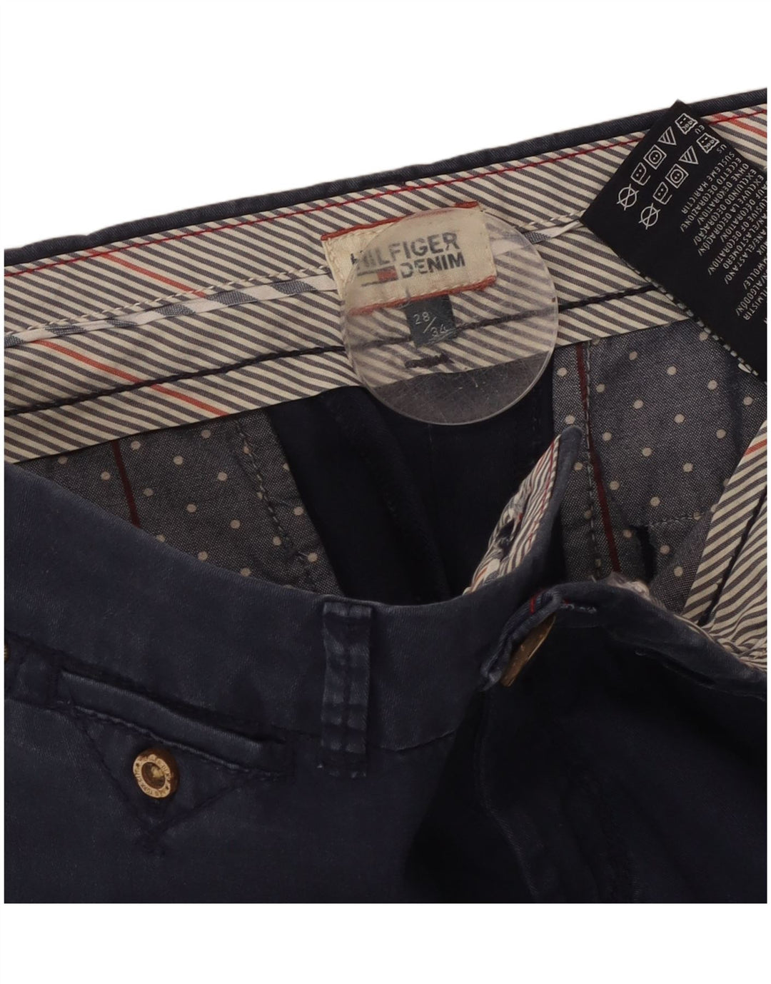 Damskie spodnie garniturowe TOMMY HILFIGER W28 L34 Granatowa bawełna