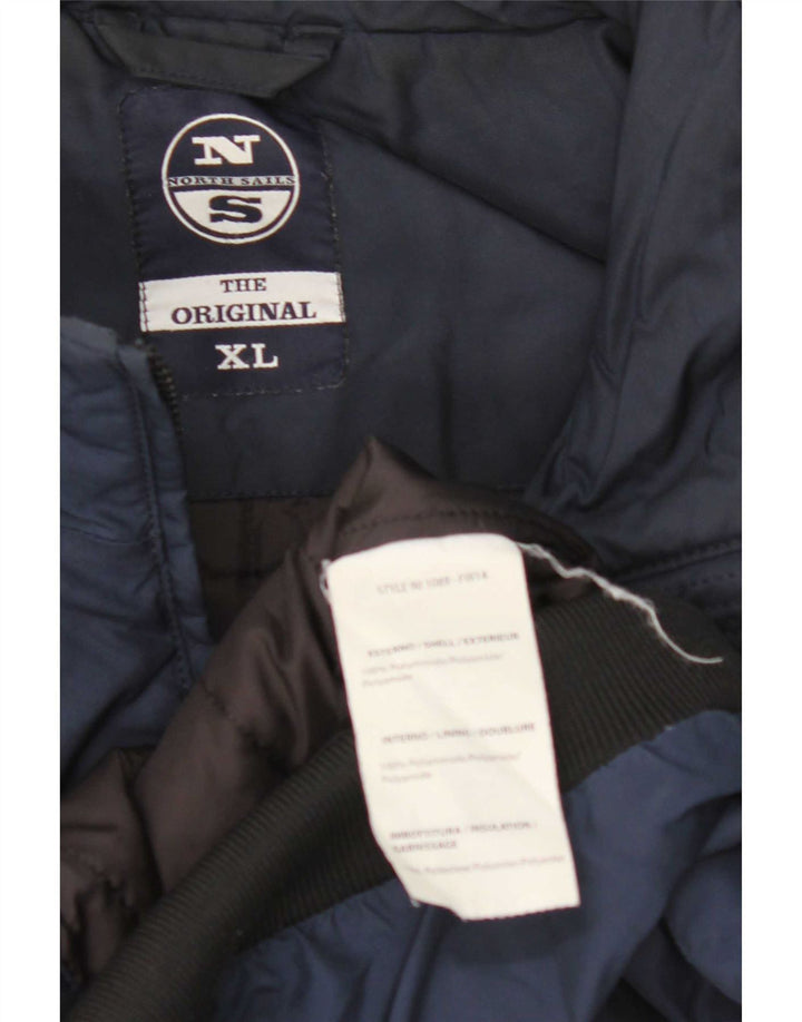 Męska kurtka bomberka North Sails UK 42 XL, granatowa, z blokami kolorów, poliamid