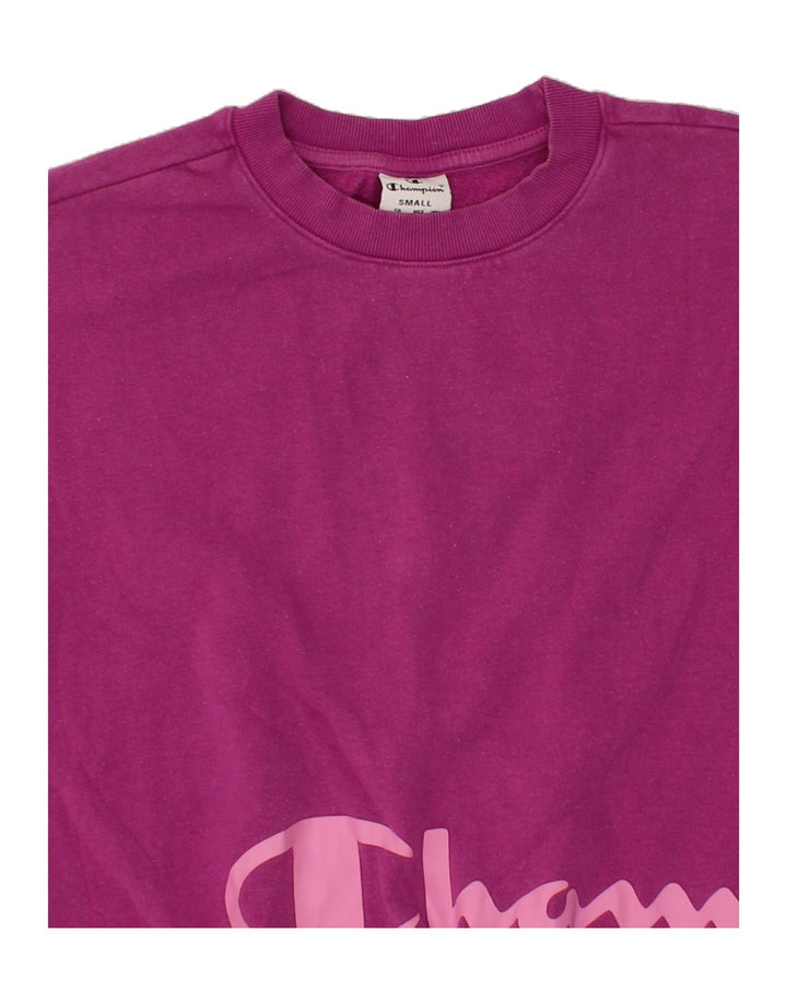 CHAMPION Womens Oversized Graphic Sweatshirt Jumper UK 10 Small Pink Vintage Champion and Second-Hand Champion from Messina Hembry 