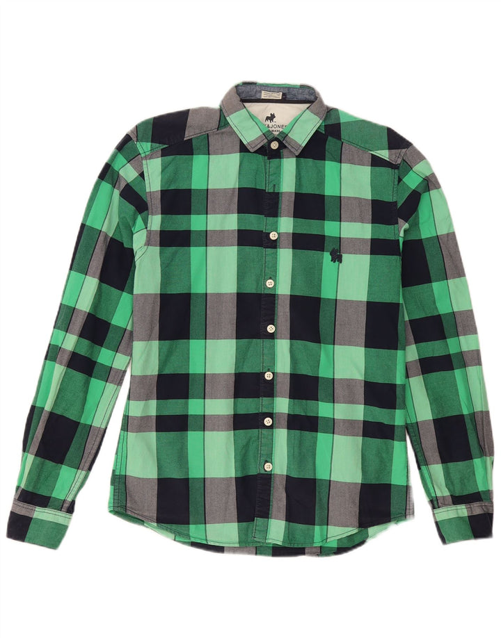 Męska koszula flanelowa Jack & Jones w małą zieloną kratkę, bawełniana