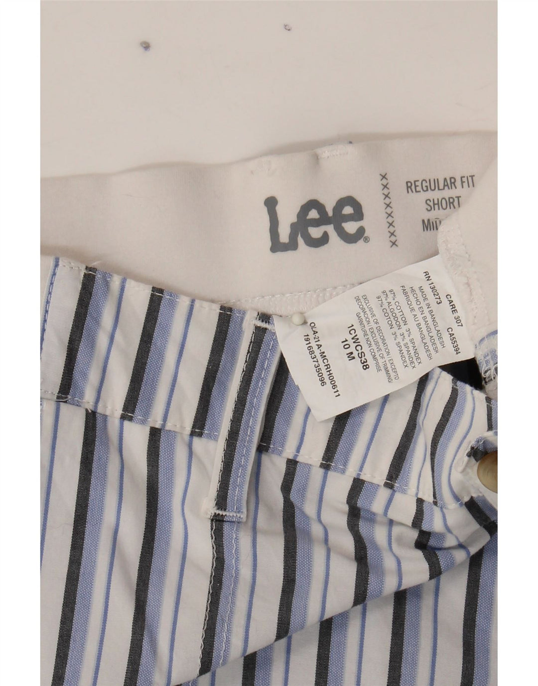 LEE Womens Regular Fit Mid Rise Cargo Shorts US 10 Large W32  Blue Striped Vintage Lee and Second-Hand Lee from Messina Hembry 