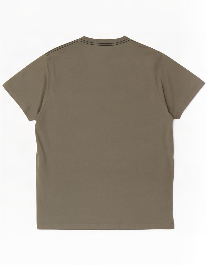 Męski T-shirt z grafiką Weird Fish, duży, bawełniany khaki