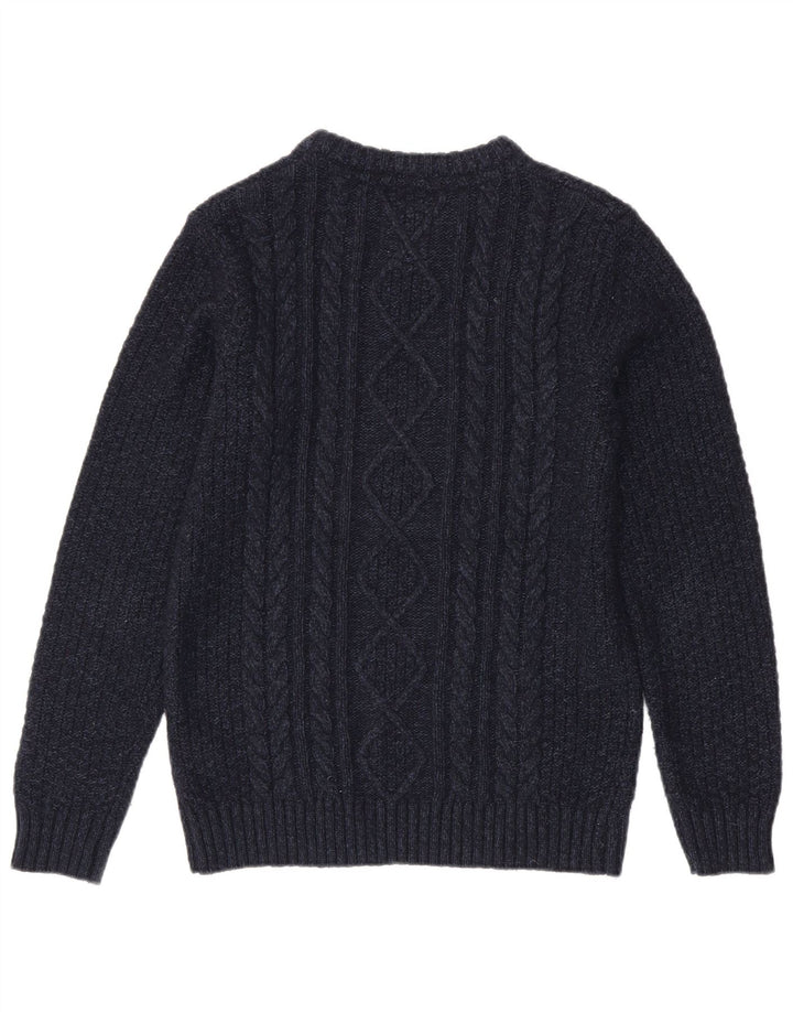 Męski sweter z dekoltem w łódkę Fat Face, mały, granatowy, wełniany