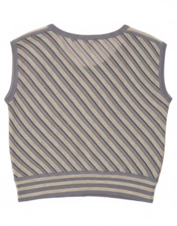 Vintage damski podkoszulek z kamizelką UK 12 w średnie fioletowe paski