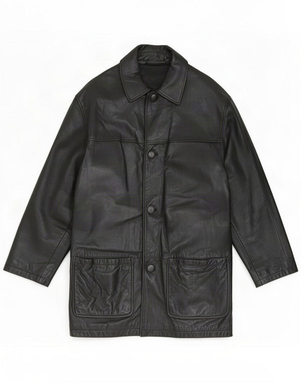 Marks & Spencer Męski płaszcz skórzany St. Michael UK 38 Medium Black