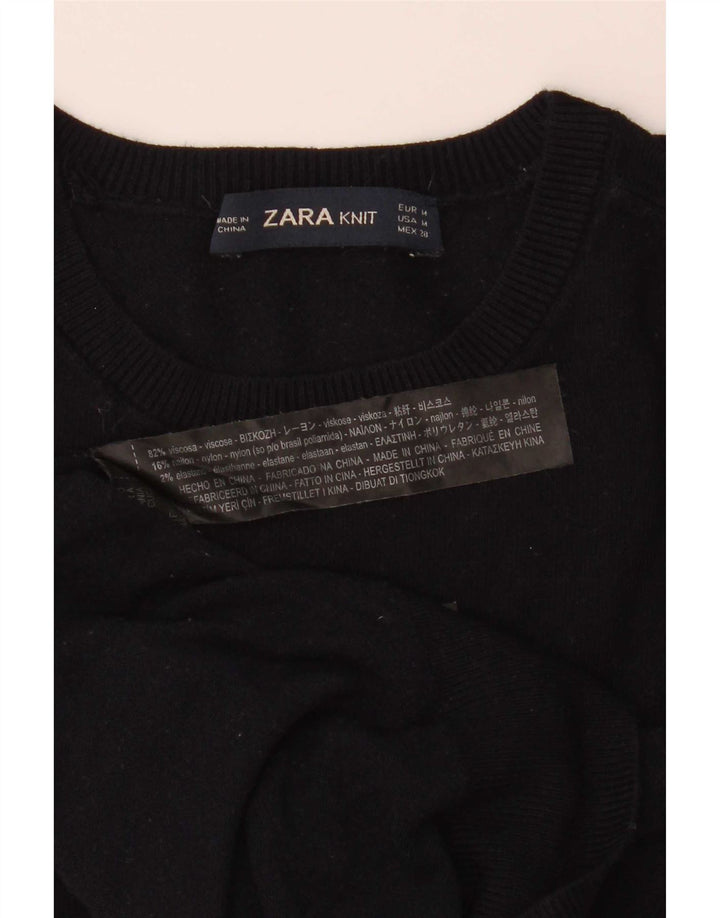 Sweter damski Zara z okrągłym dekoltem UK 12, średni granatowy, wiskoza