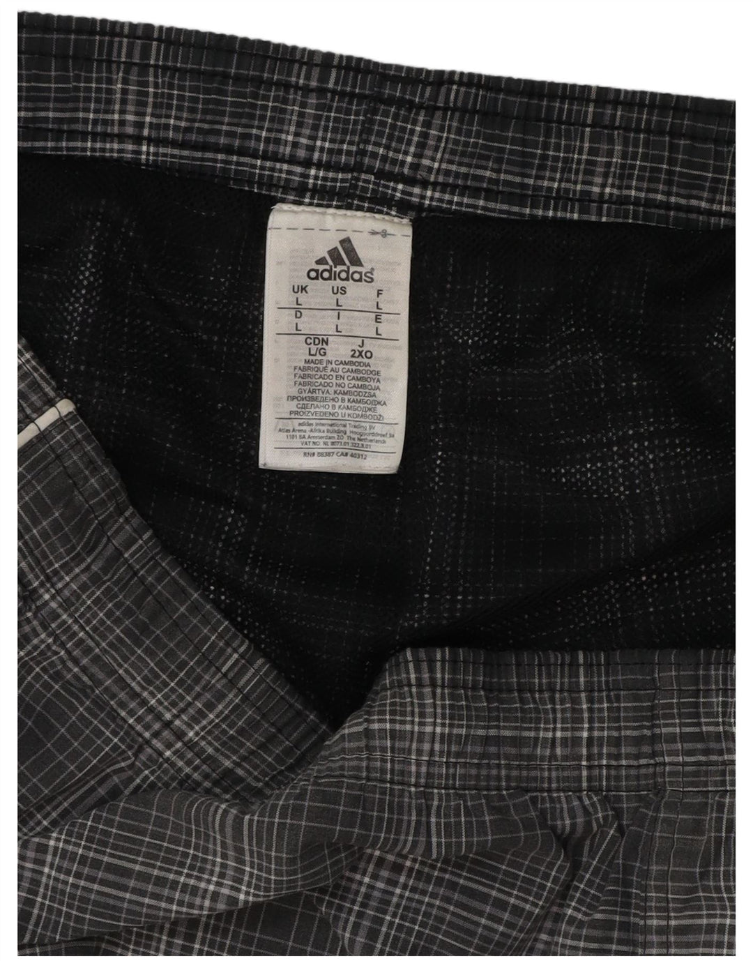 Męskie spodenki kąpielowe ADIDAS, duże, szare, poliestrowe w kratę