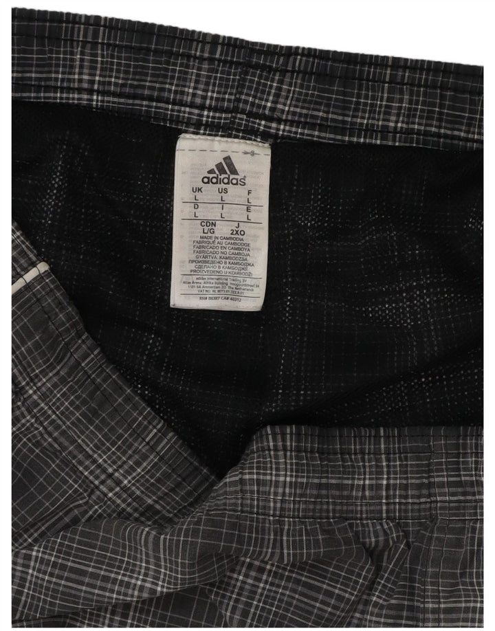 Męskie spodenki kąpielowe ADIDAS, duże, szare, poliestrowe w kratę