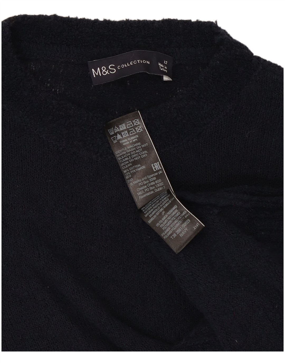 Sweter damski Marks & Spencer z okrągłym dekoltem, UK 12, średni granatowy