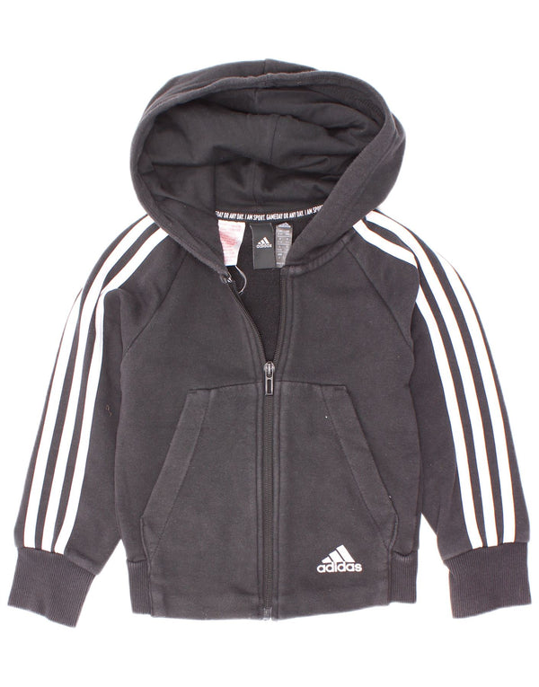Chłopięcy sweter Adidas z zamkiem błyskawicznym, 5-6 lat, czarna bawełna