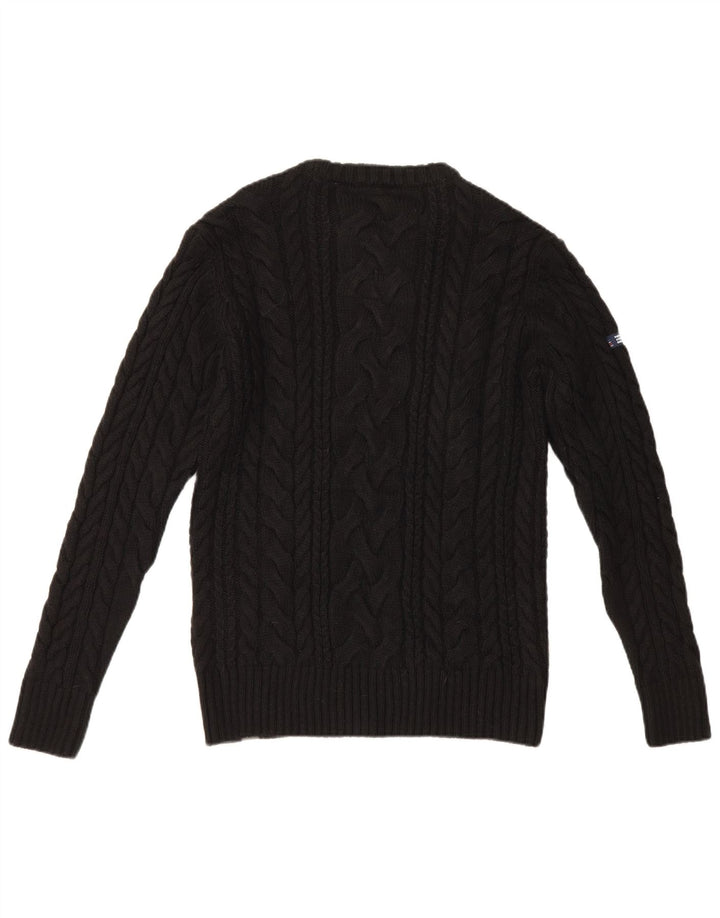 Męski sweter Superdry z okrągłym dekoltem, duży, czarny akryl