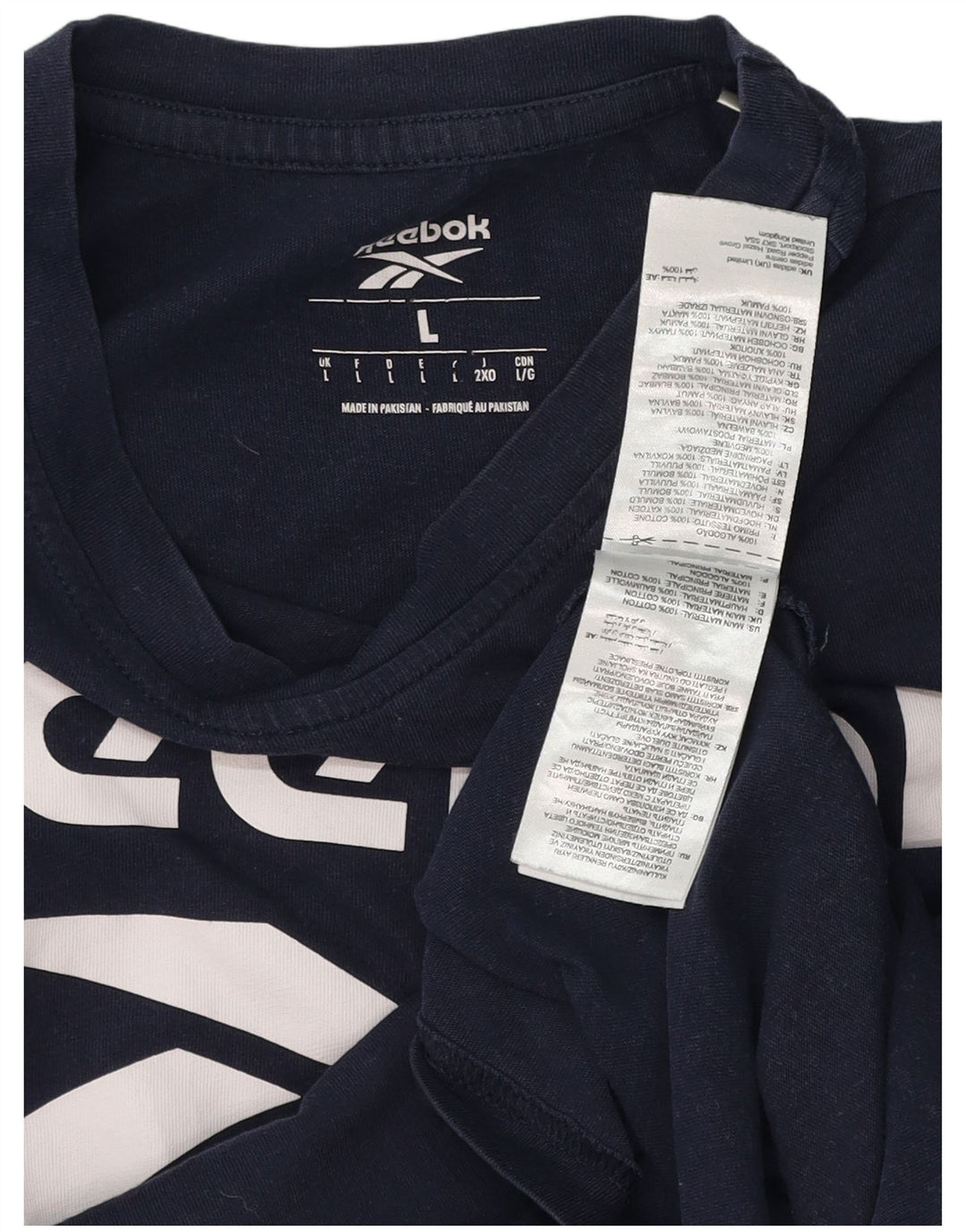 Męska koszulka Reebok z grafiką, duża, granatowa, bawełniana