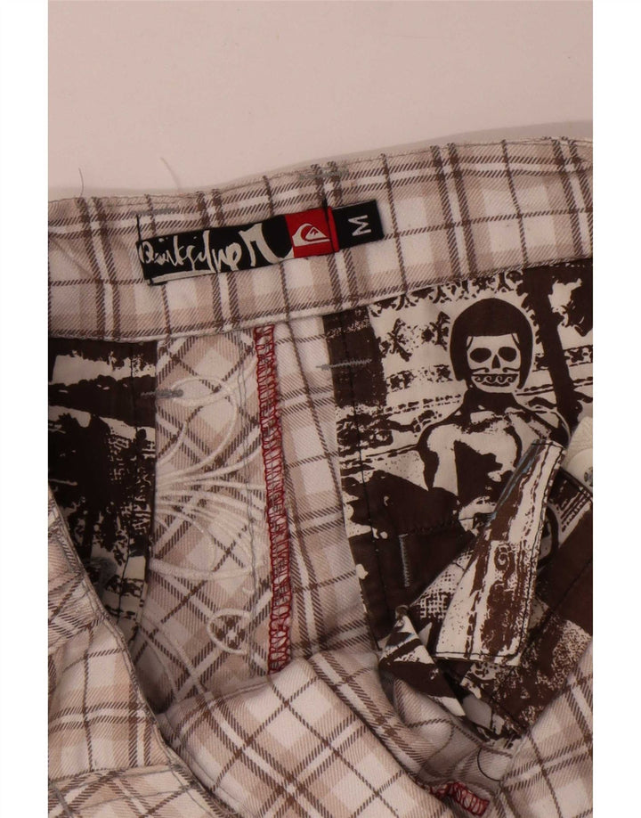 Męskie spodenki chino Quiksilver z grafiką, średnie W32, beżowy poliester w kratkę