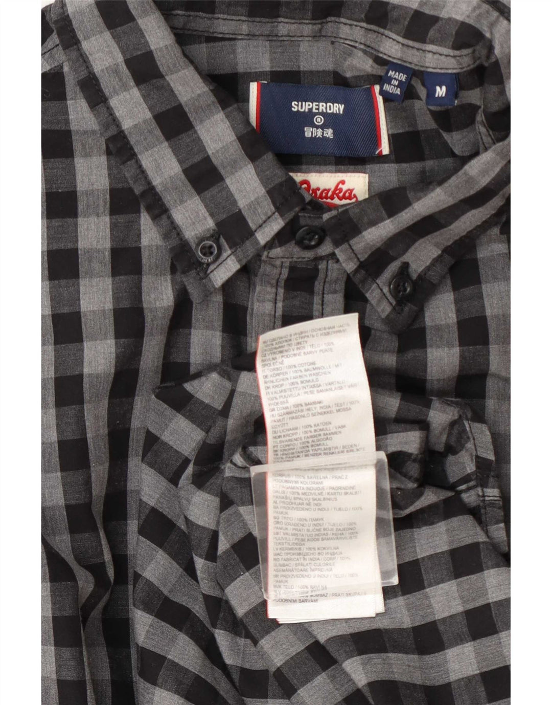 Męska koszula Superdry Osaka, średnia szara bawełna w kratkę