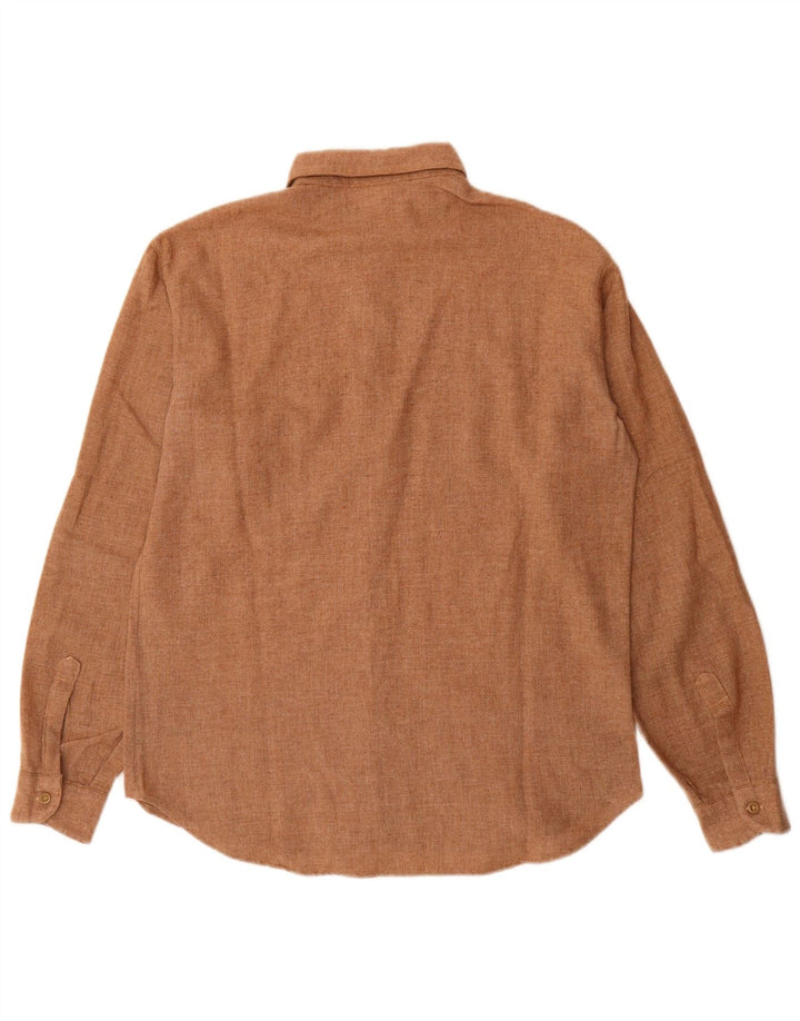 Koszula męska w stylu vintage, rozmiar 39, średni brązowy poliester