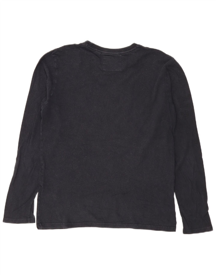 Męski top graficzny Superdry z długim rękawem, duży, czarny, bawełniany