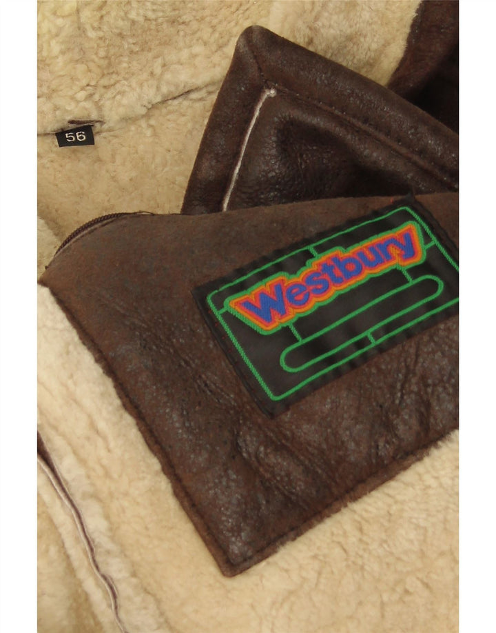 Męska kurtka shearling WESTBURY IT 56 3XL brązowa skóra