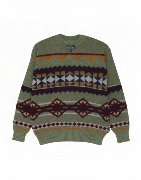 Męski sweter z okrągłym dekoltem North Sails XL, zielony Argyle/diamentowa wełna