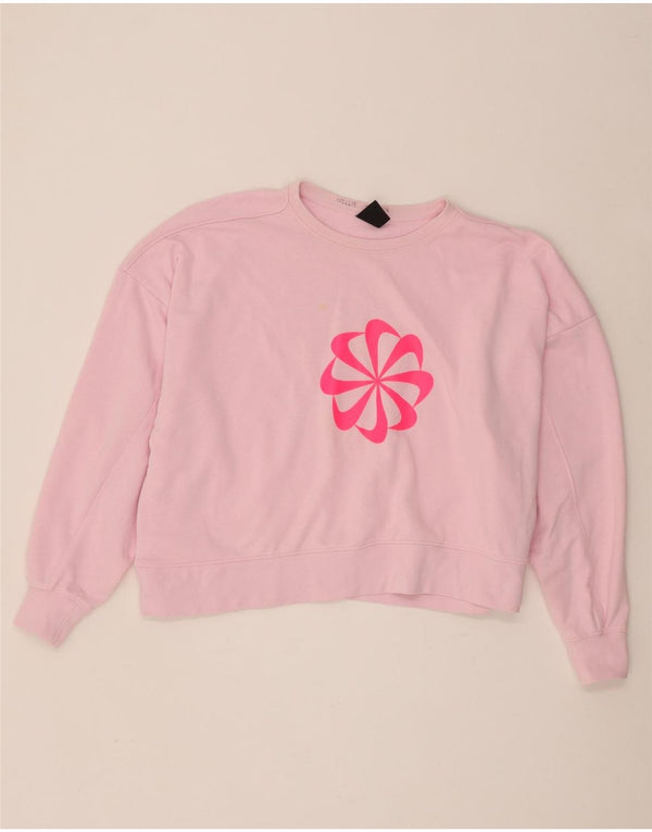 Nike Womens Oversized Crop Graphic Sweatshirt Jumper UK 18 XL Pink Cotton