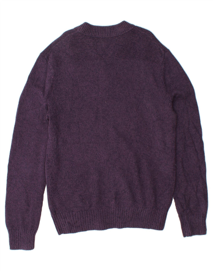 EDDIE BAUER Mens Crew Neck Jumper Sweater Medium Purple Cotton Vintage Eddie Bauer and Second-Hand Eddie Bauer from Messina Hembry 