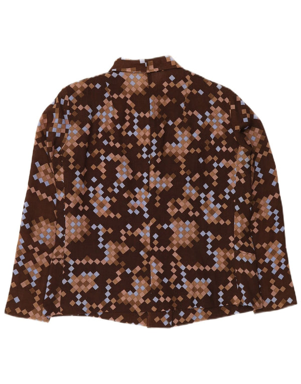 Damska kurtka bomberka VINTAGE UK 12 w kolorze średniego brązu, geometryczna