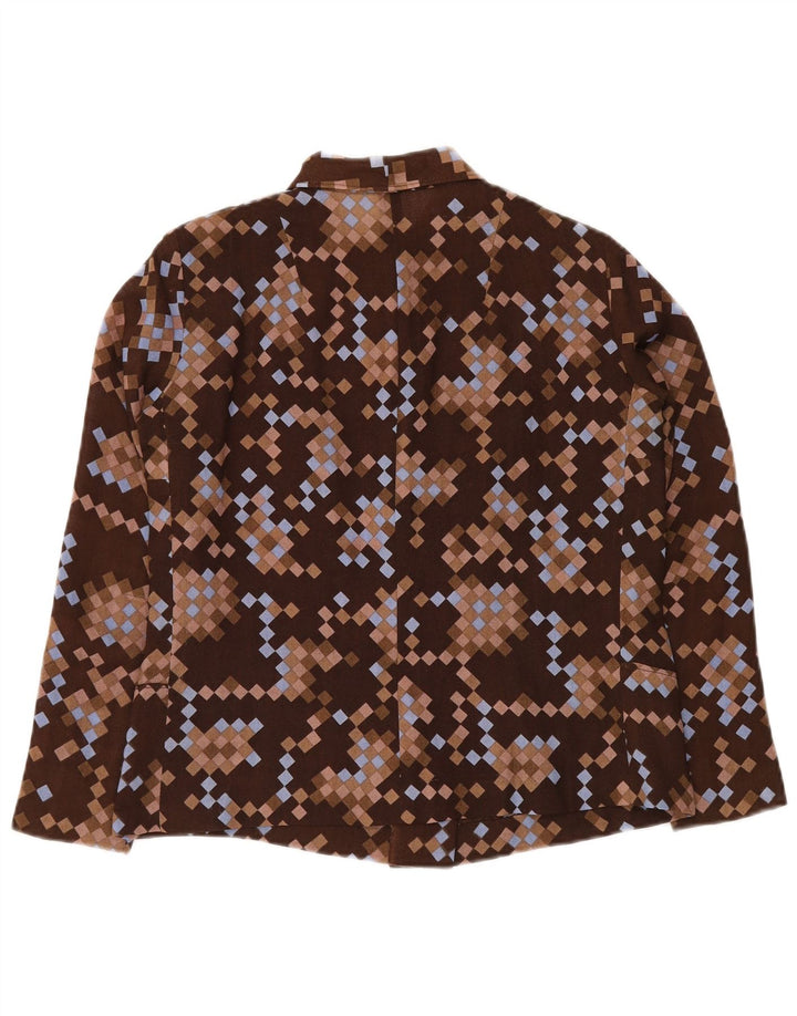 Damska kurtka bomberka VINTAGE UK 12 w kolorze średniego brązu, geometryczna