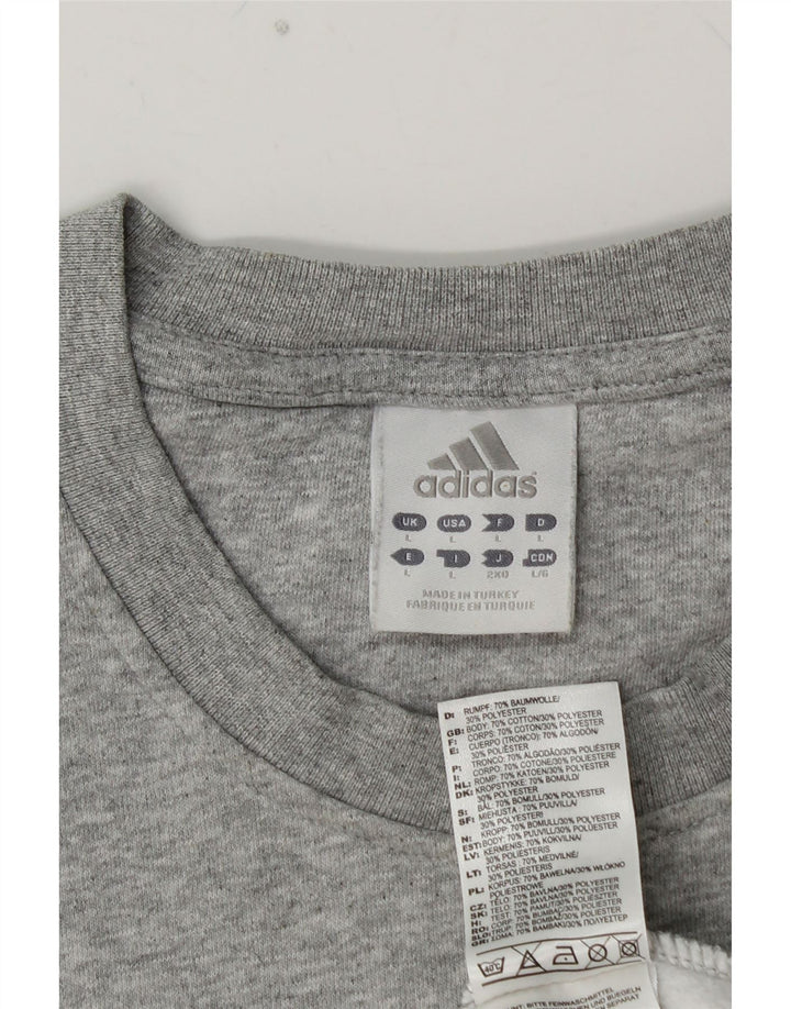 Męska bluza z grafiką ADIDAS, duża, szara, bawełniana