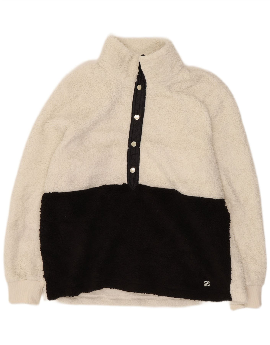 Damski sweter oversize Calvin Klein z polaru UK 14, średni biały, blok kolorów