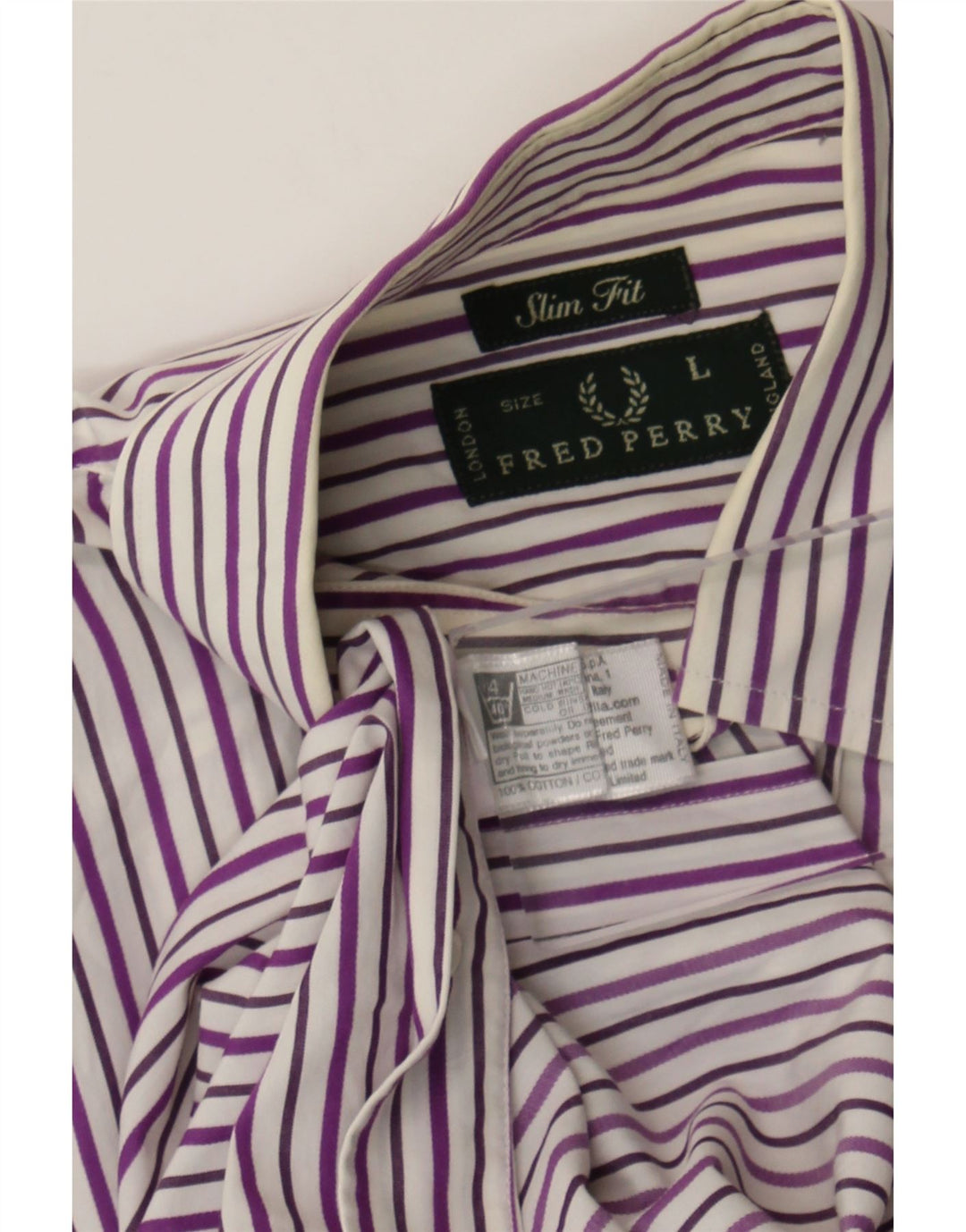 Koszula męska Fred Perry Slim Fit, duża, szara, bawełniana w prążki